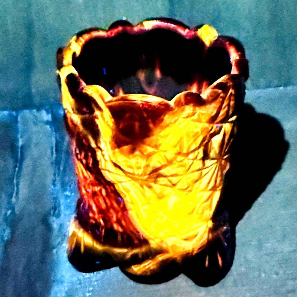 Boyd Glass Daisy Button Toothpick Holder 1999 Autumn Harvest GLOWS OOAK B1810